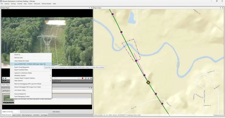 Screenshot of Linevision Desktop Showing Functionality of Patent 12,244,844 for Embedding Continuous GPS Data in Video Files Using Software-based Methods